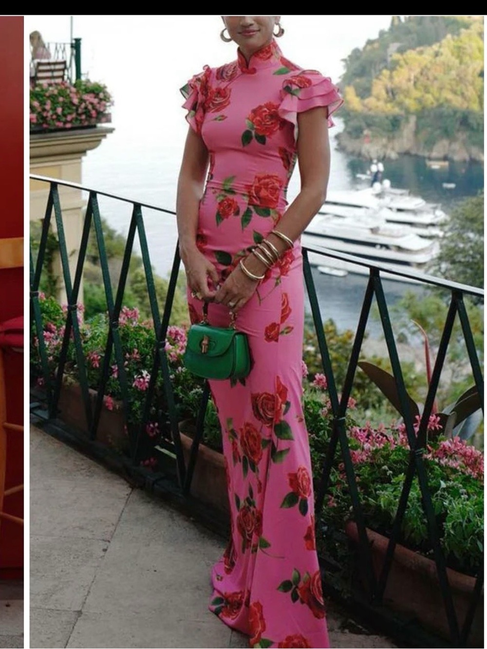 Azzurra Floral Pink Dress with Ruffle Sleeves